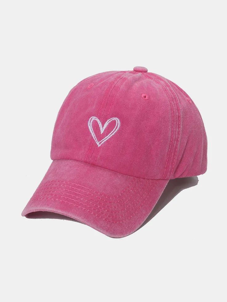 Embroidered Heart Washed Cotton Baseball Cap, image 2