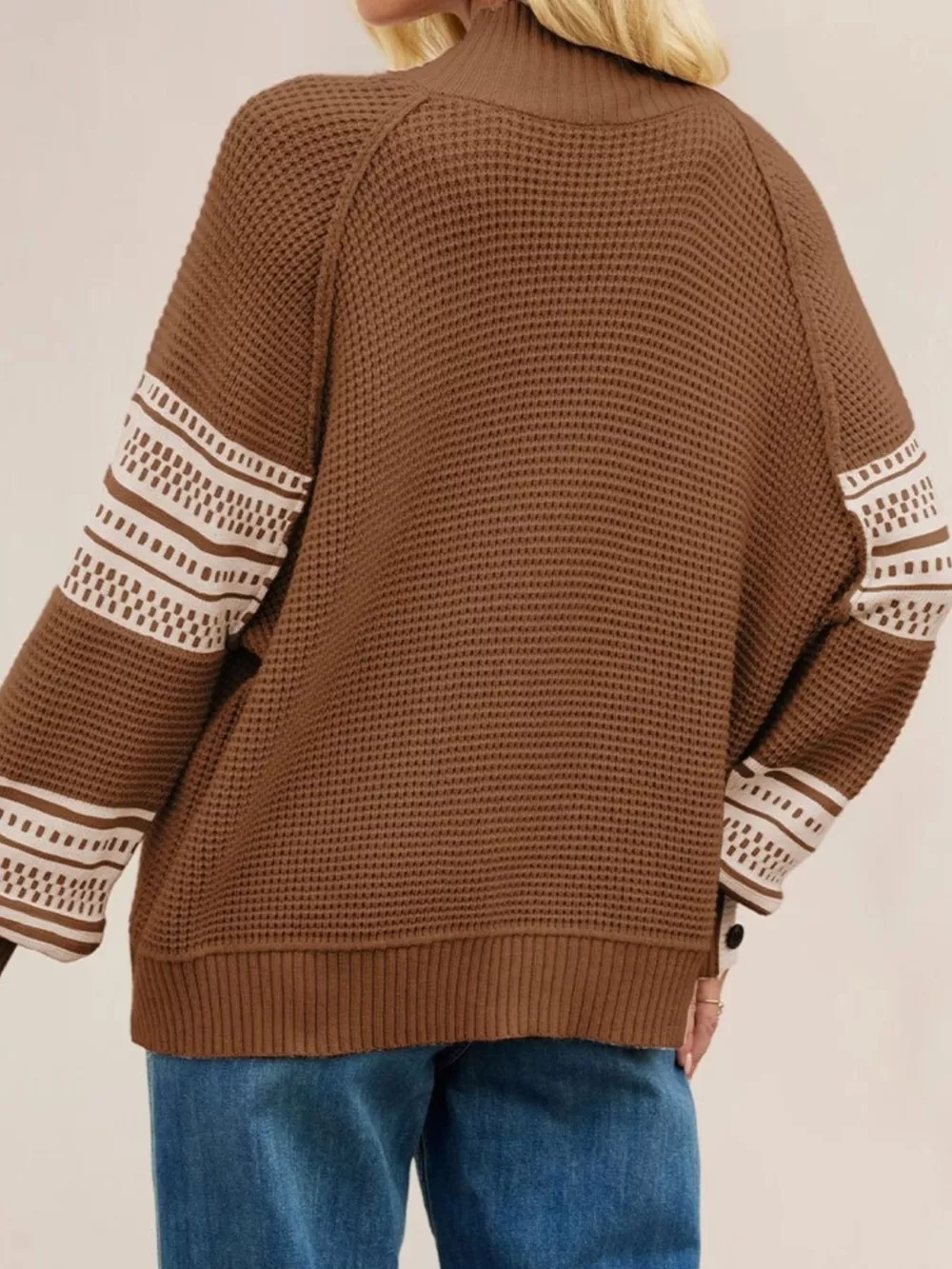 Waffle Knit Mock Neck Sweater, image 5