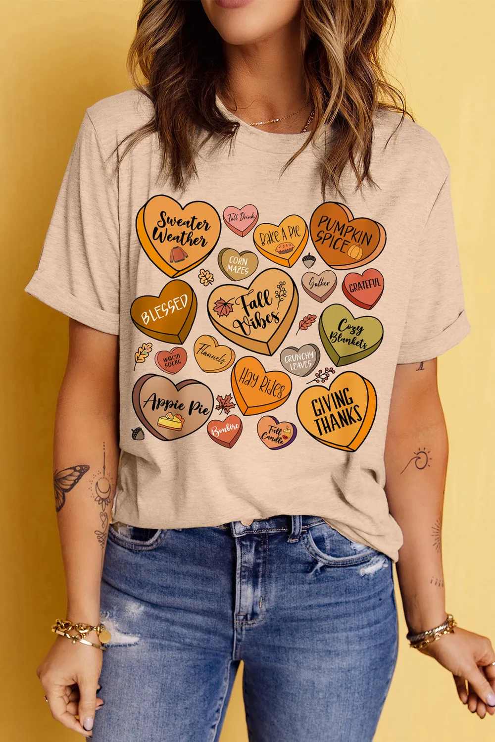 Heart Graphic Round Neck Short Sleeve T-Shirt, image 3