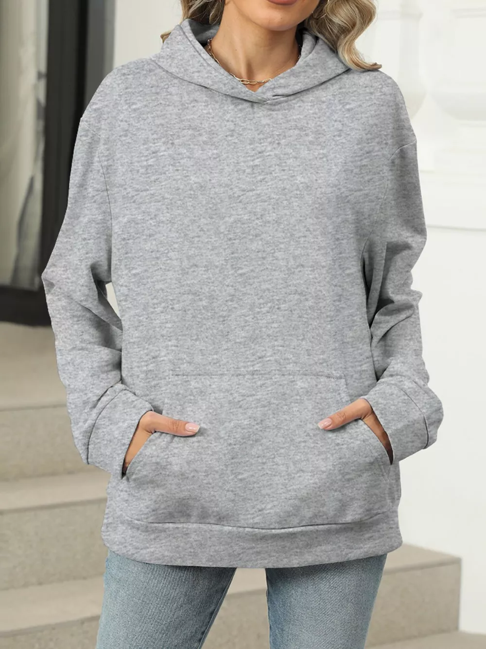 Kangaroo Pocket Long Sleeve Hoodie, image 3