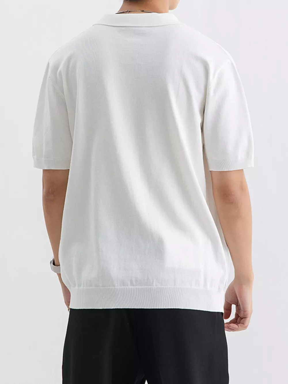Men's Plus Size Textured Knit Short Sleeve Polo, image 10