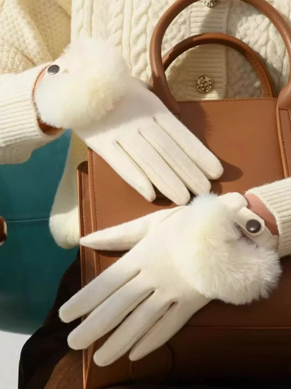Faux Fur Cuff Gloves, image 2