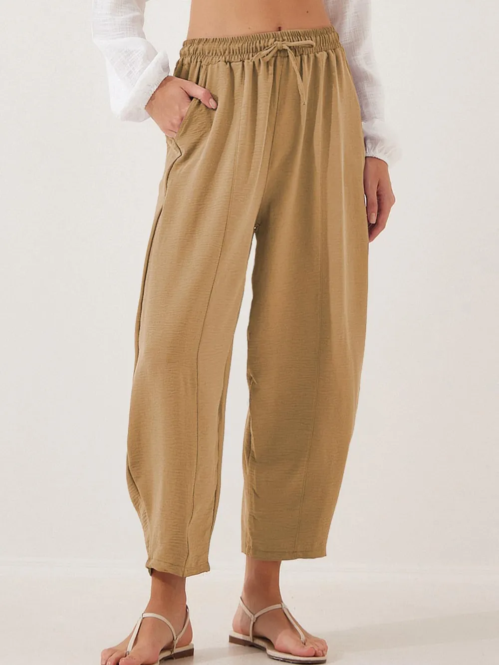 Full Size Drawstring Cropped Jogger Pants Plus Size, image 10