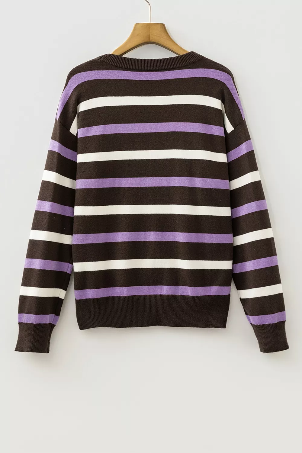 Stripe Embroidered Detail Drop Shoulder Sweater, image 12