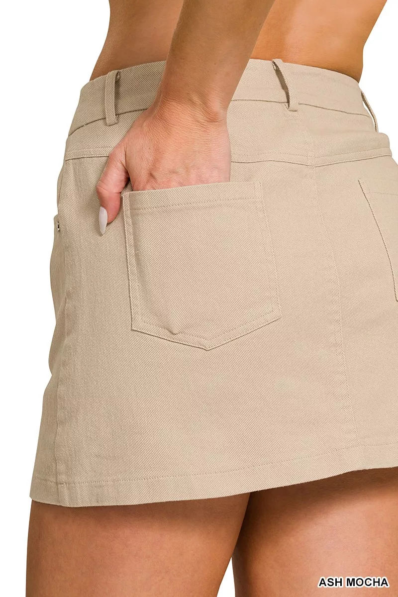 Cotton Twill Lined Mini Skirts, image 3