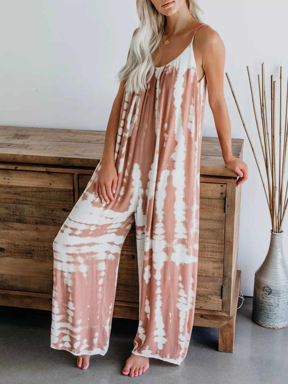 Full Size Tie-Dye Wide Leg Jumpsuit Plus Size, image 4