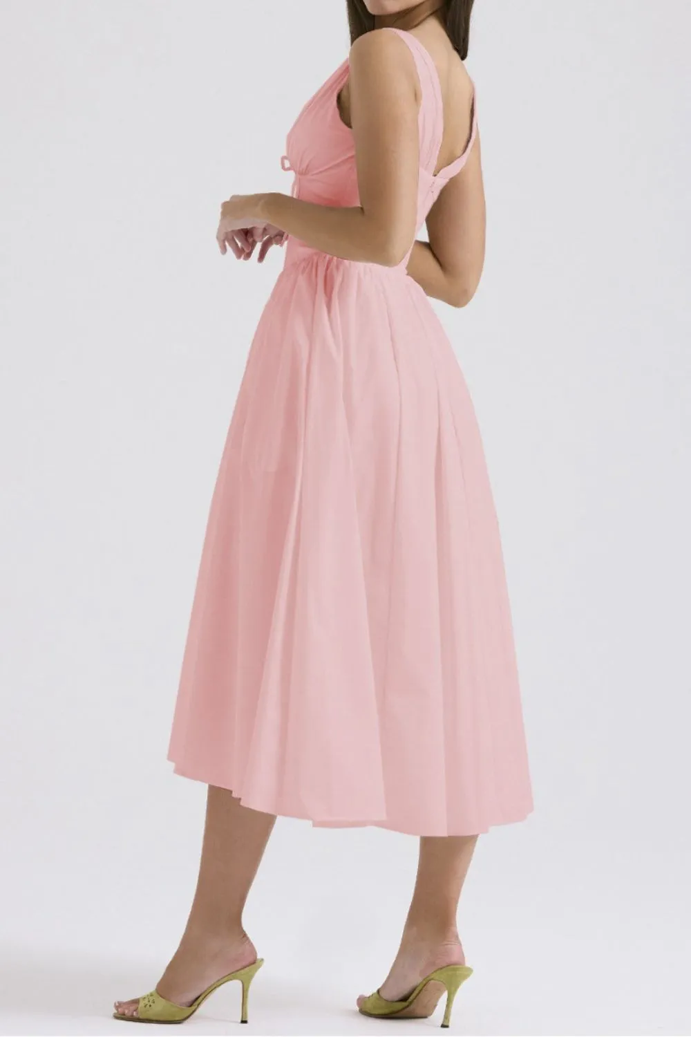 Ruched V-Neck Sleeveless Dress with Pockets, image 4