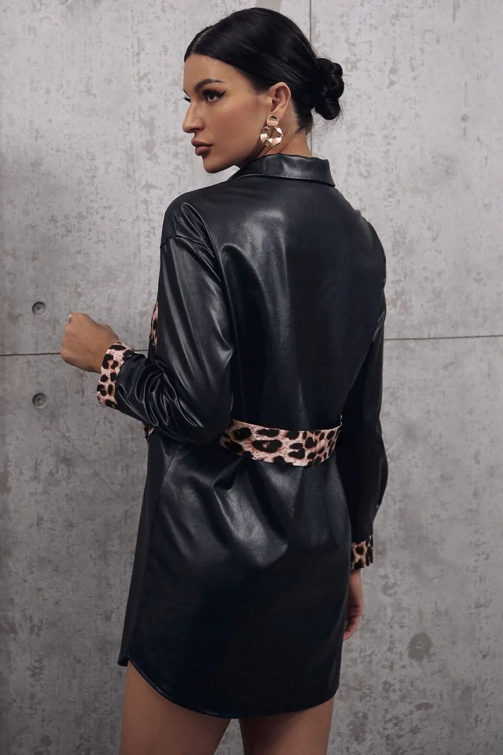 Tied Leopard Snap Down Trench Coat, image 2
