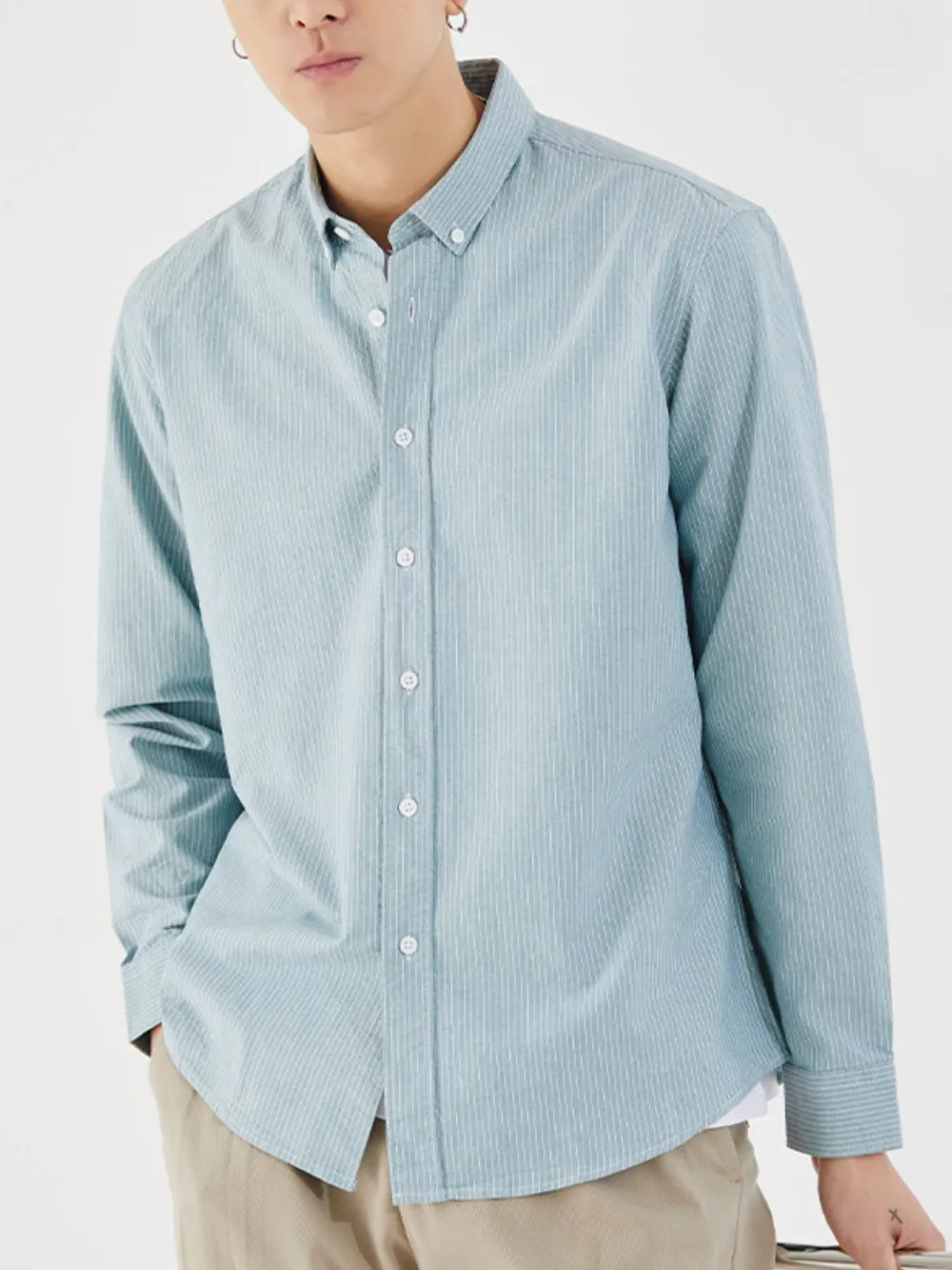Men's Full Size Striped Button Up Long Sleeve Shirt Plus Size, image 7