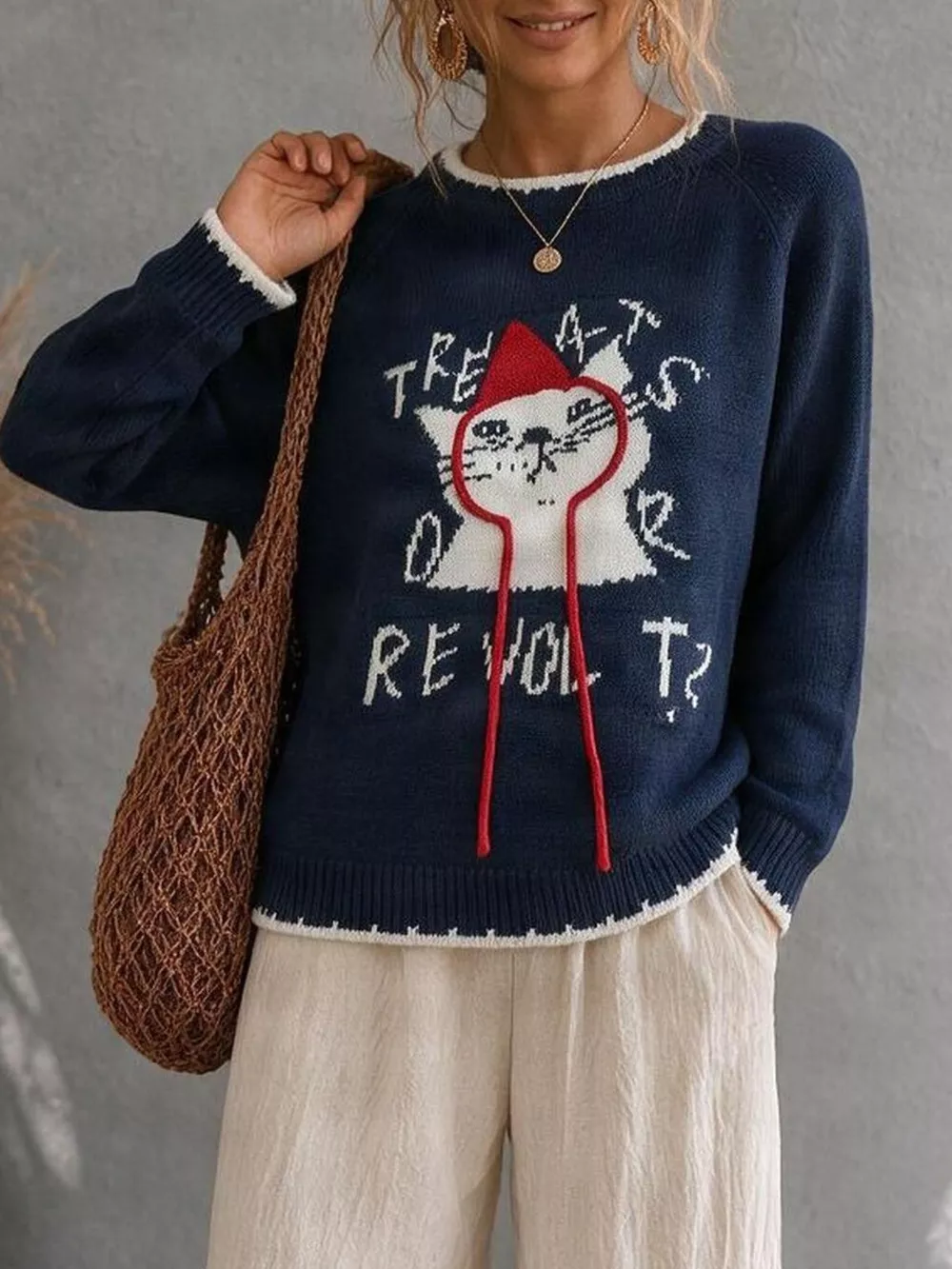 Cat Raglan Sleeve Sweater, image 2