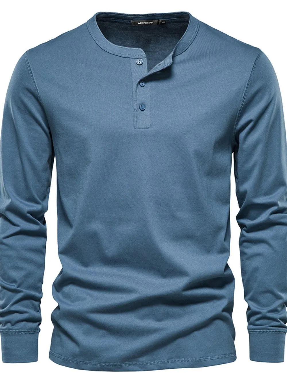 Men's Full Size Quarter Button Round Neck Long Sleeve T-Shirt Plus Size, image 3