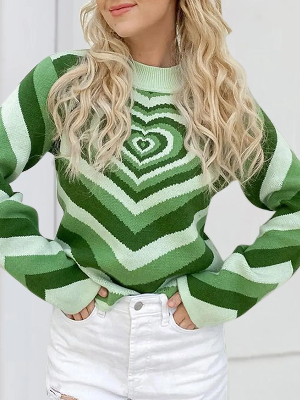 Heart Mock Neck Long Sleeve Sweater, image 3