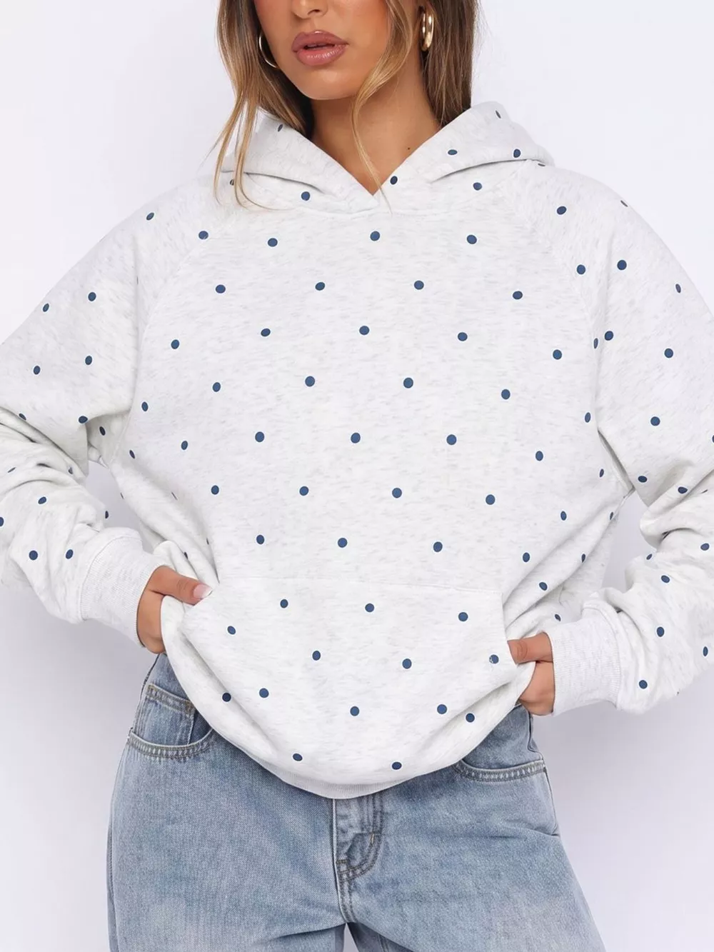 Polka Dot Raglan Sleeve Hoodie, image 11