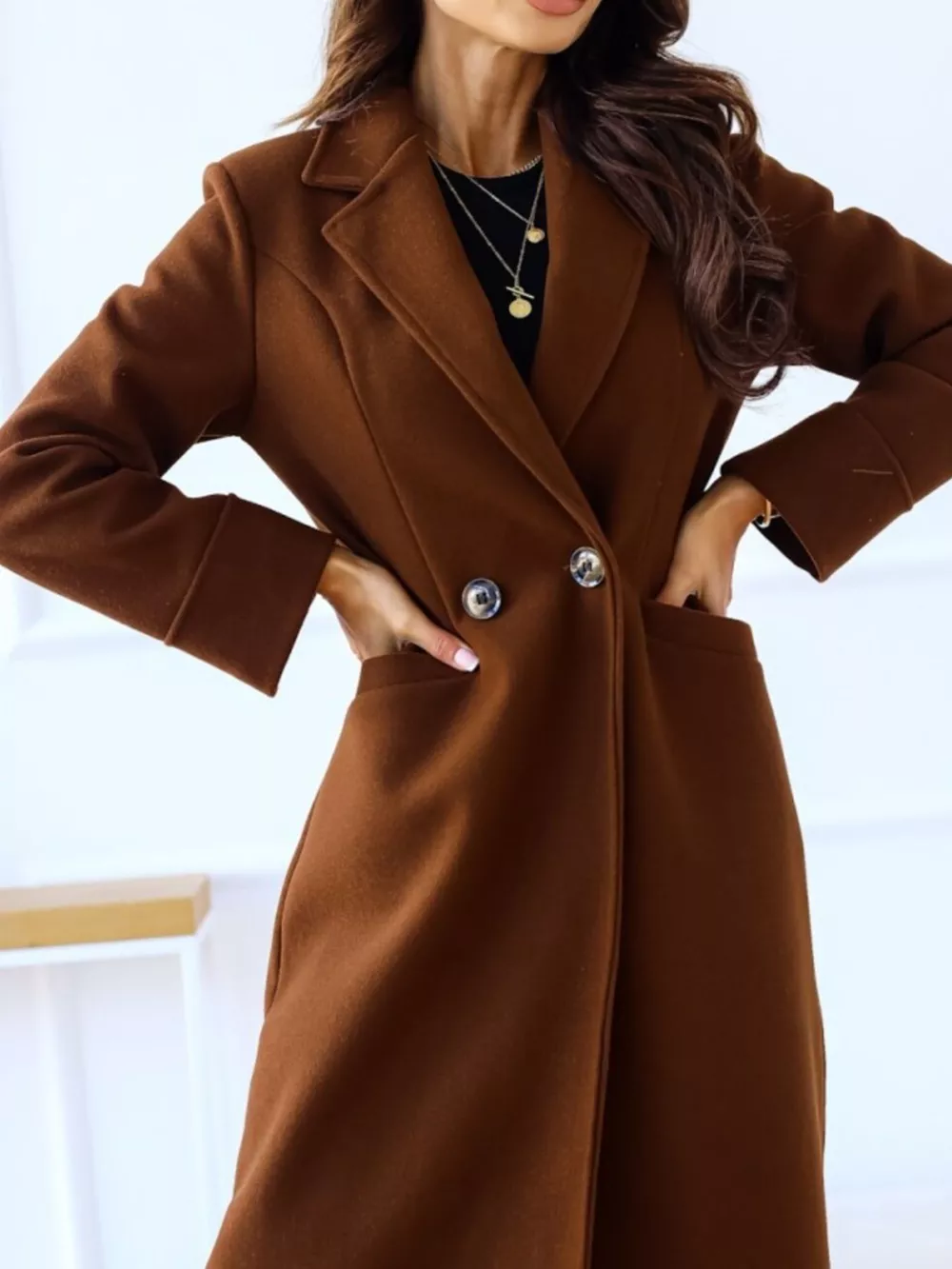 Lapel Collar Wool Blend Overcoat, image 13