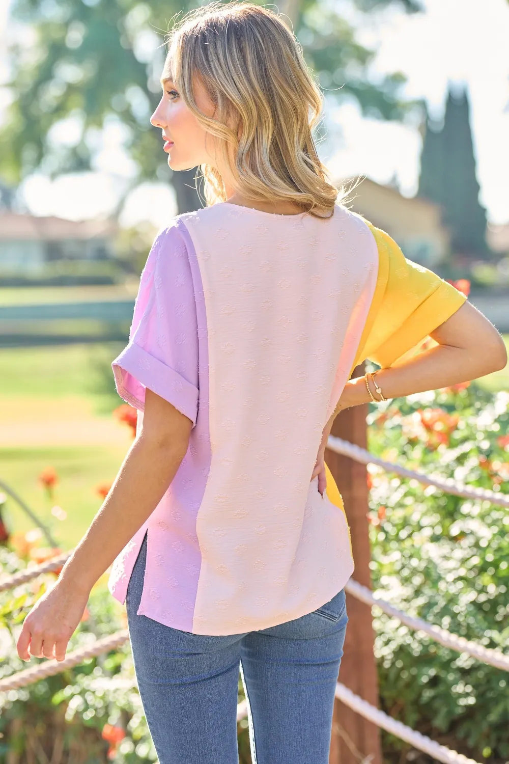 Full Size Color Block Short Sleeve Top, image 4