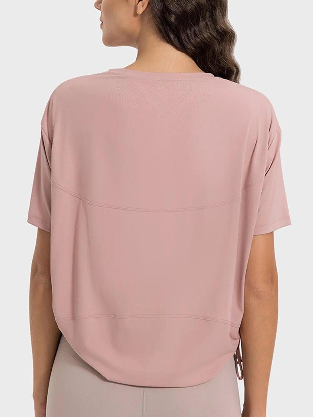 Drawstring Round Neck Short Sleeve Active T-Shirt, image 4