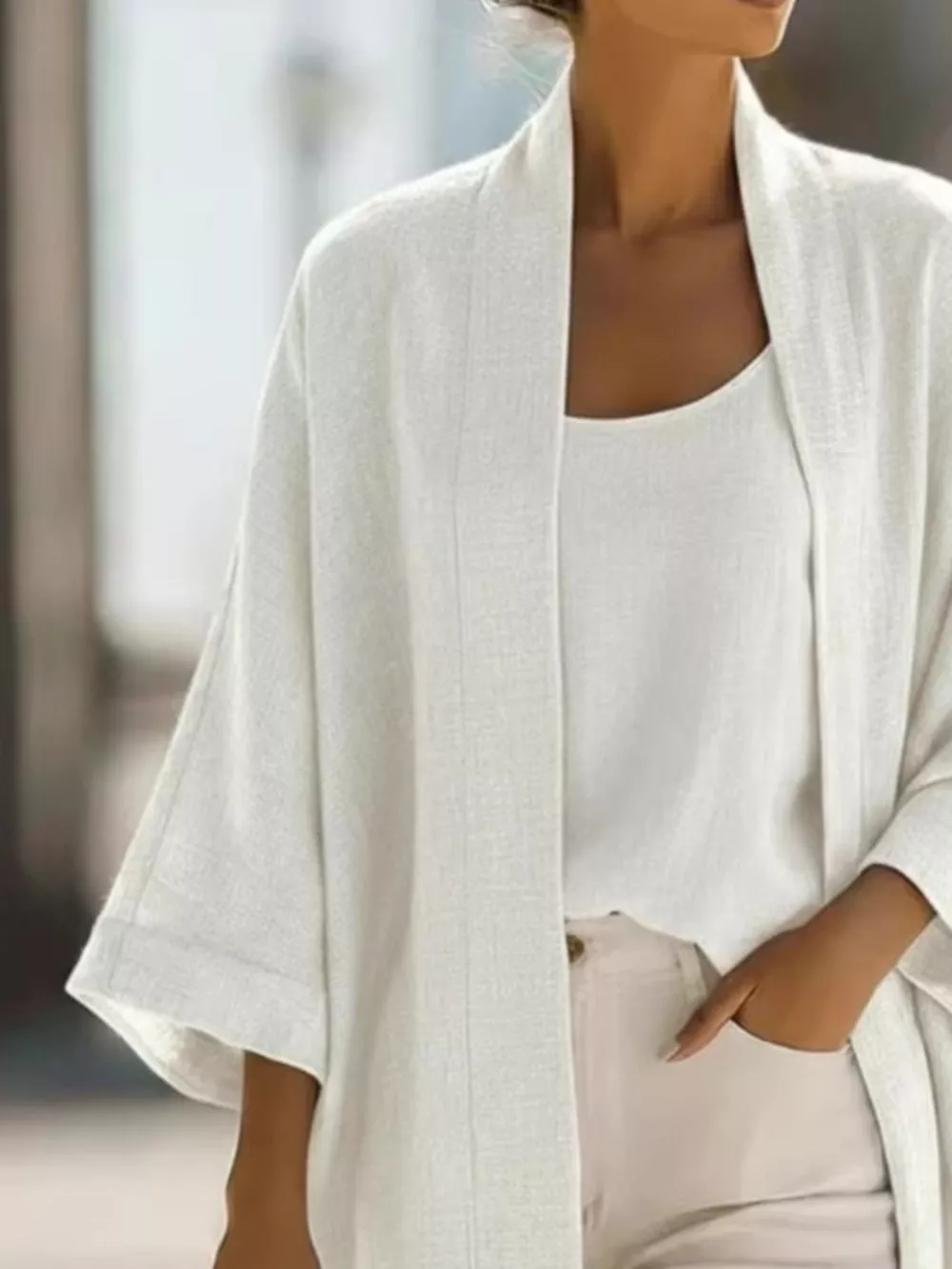 Full Size Open-Front Cardigan and Matching Tank Top Set Plus Size, image 8