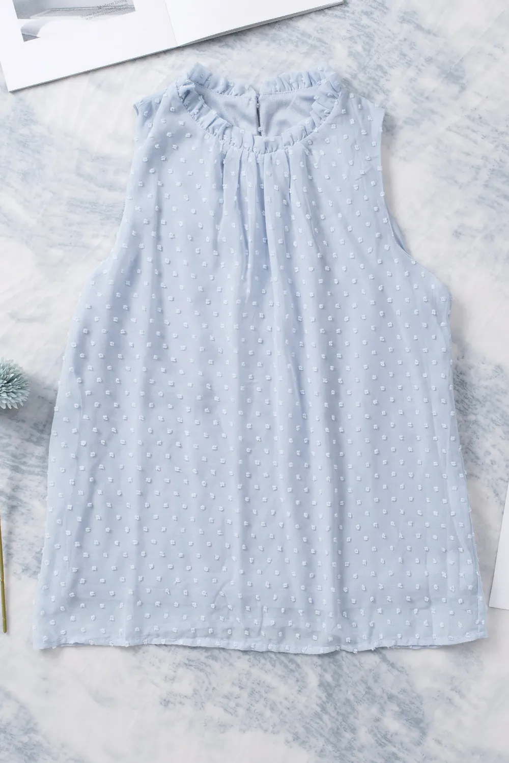 Frill Swiss Dot Round Neck Tank, image 5