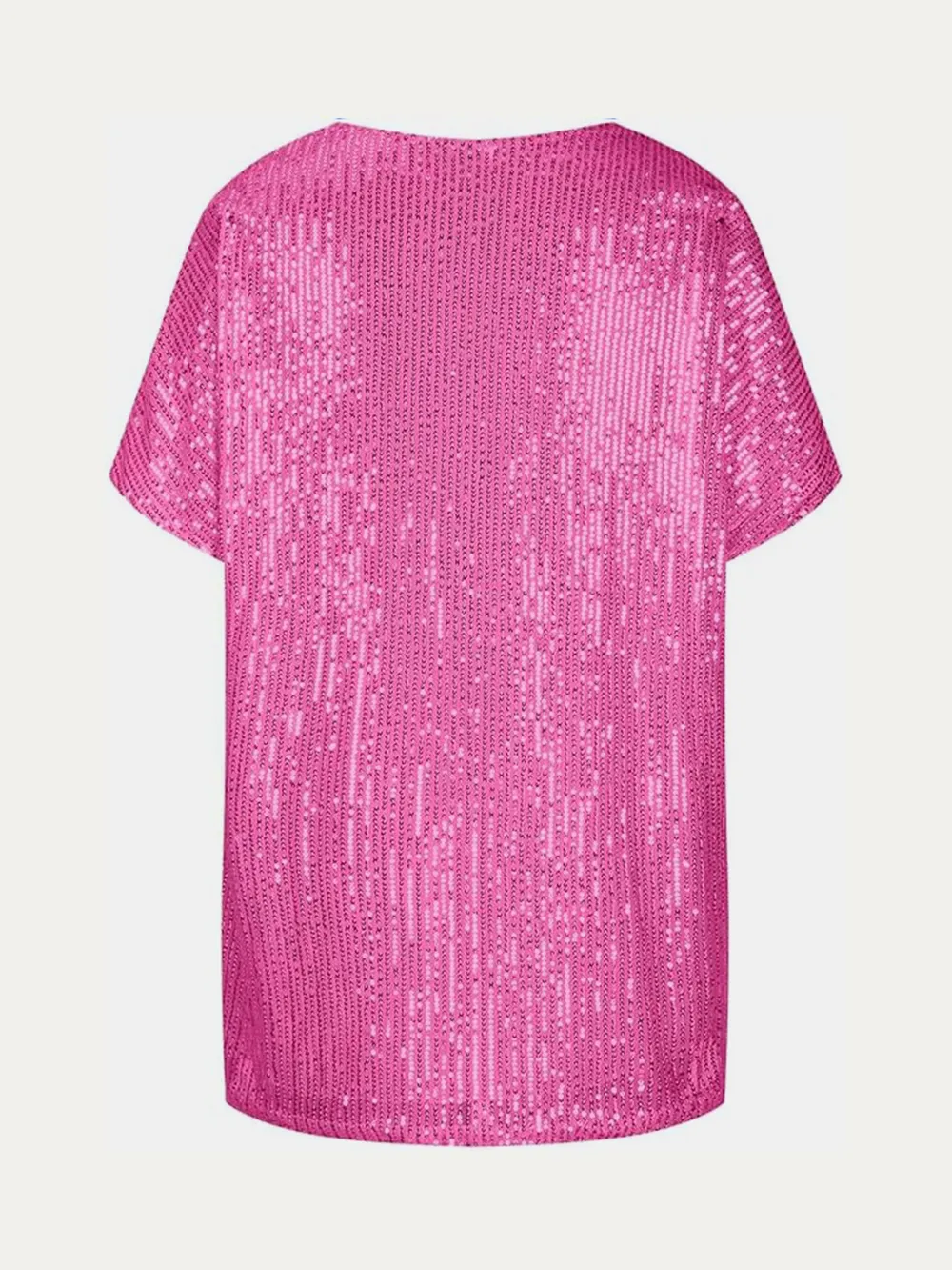 Full Size Sequin V-Neck Short Sleeve Top, image 6