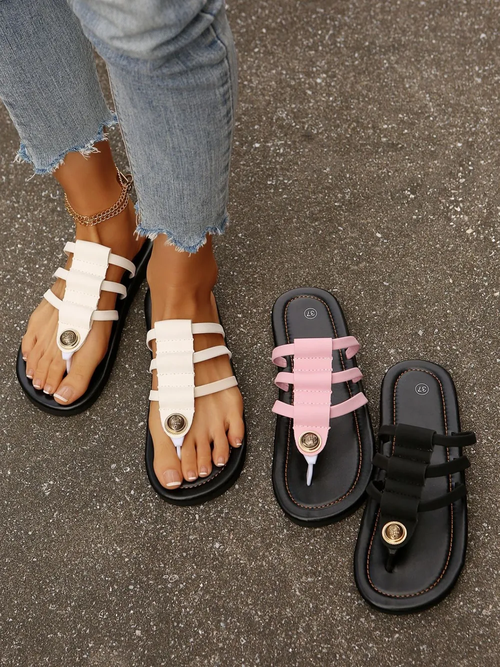 Multi-Strap Toe Post Sandals, image 3