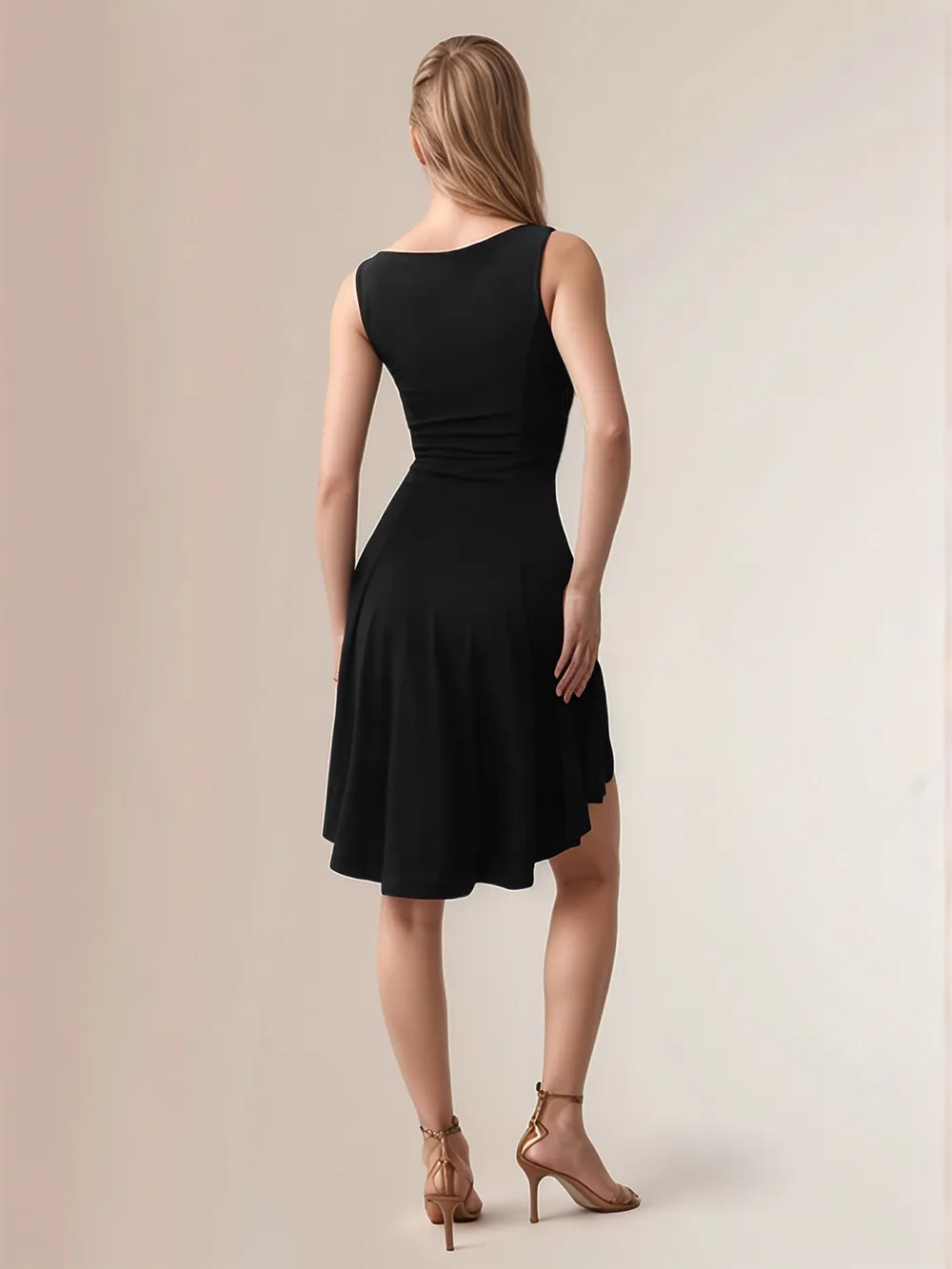 High-Low Round Neck Sleeveless Mini Dress, image 3