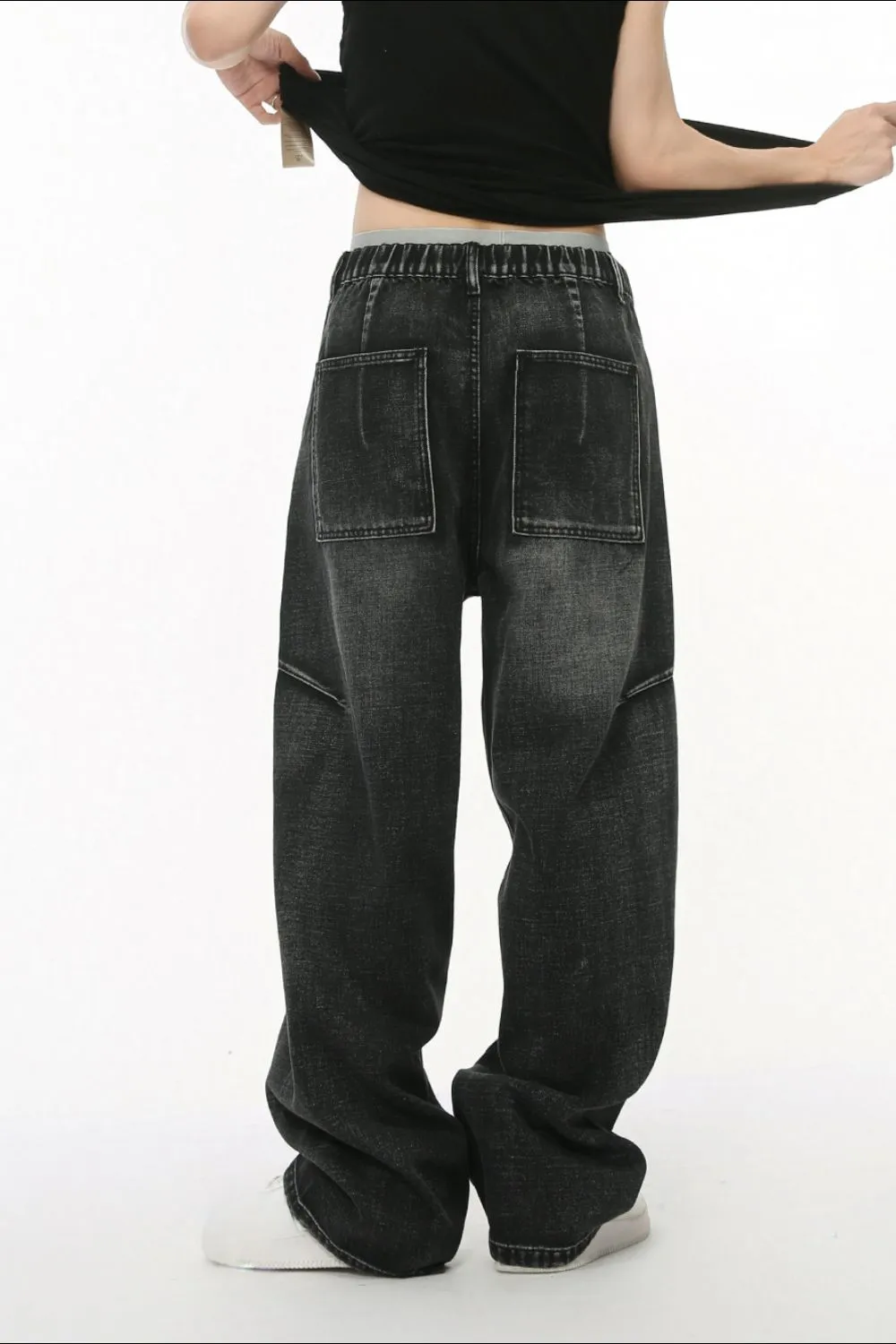 Panelled Straight Leg Jeans, image 4