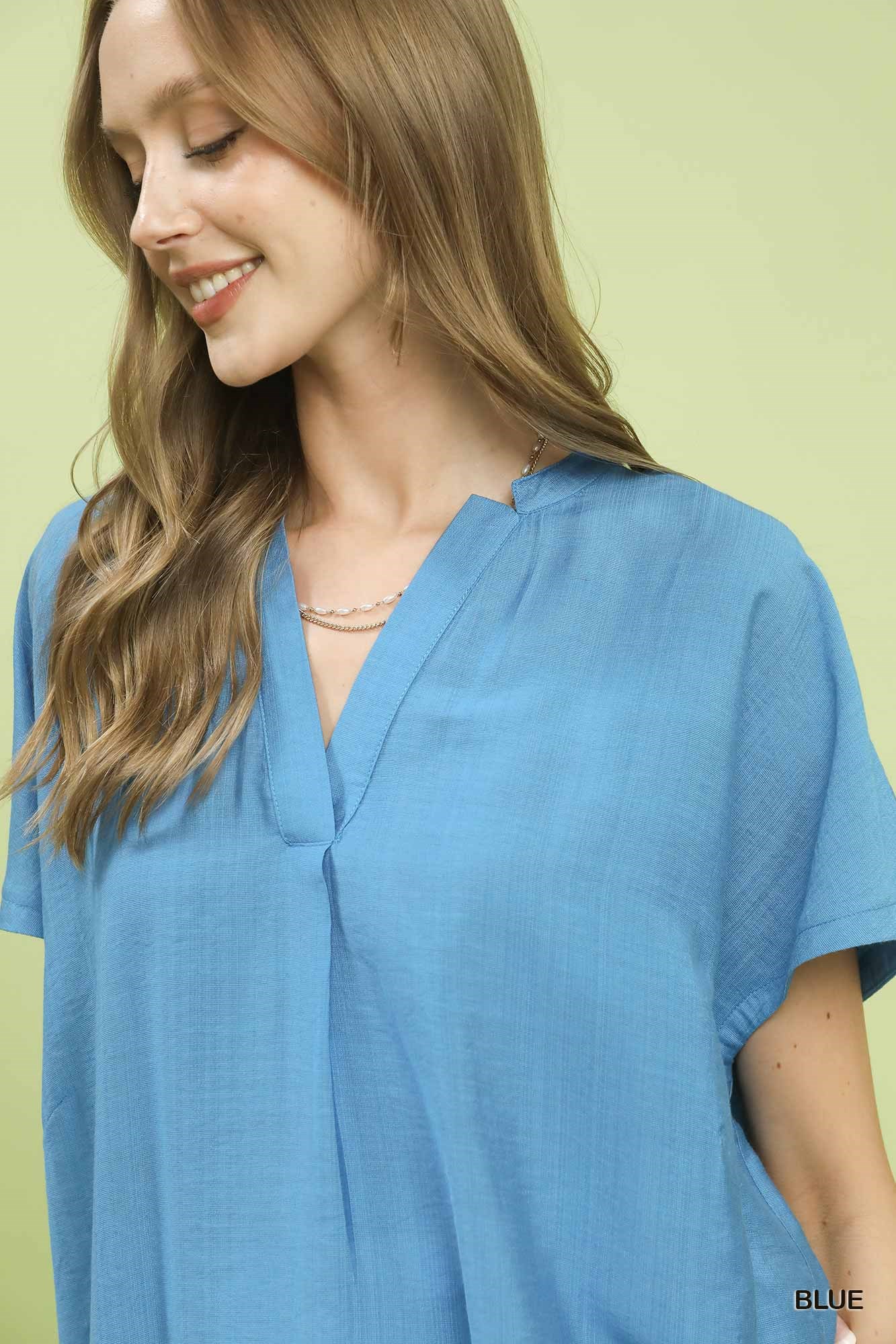 Flowy V-Neck Short Sleeve Blouse, image 2