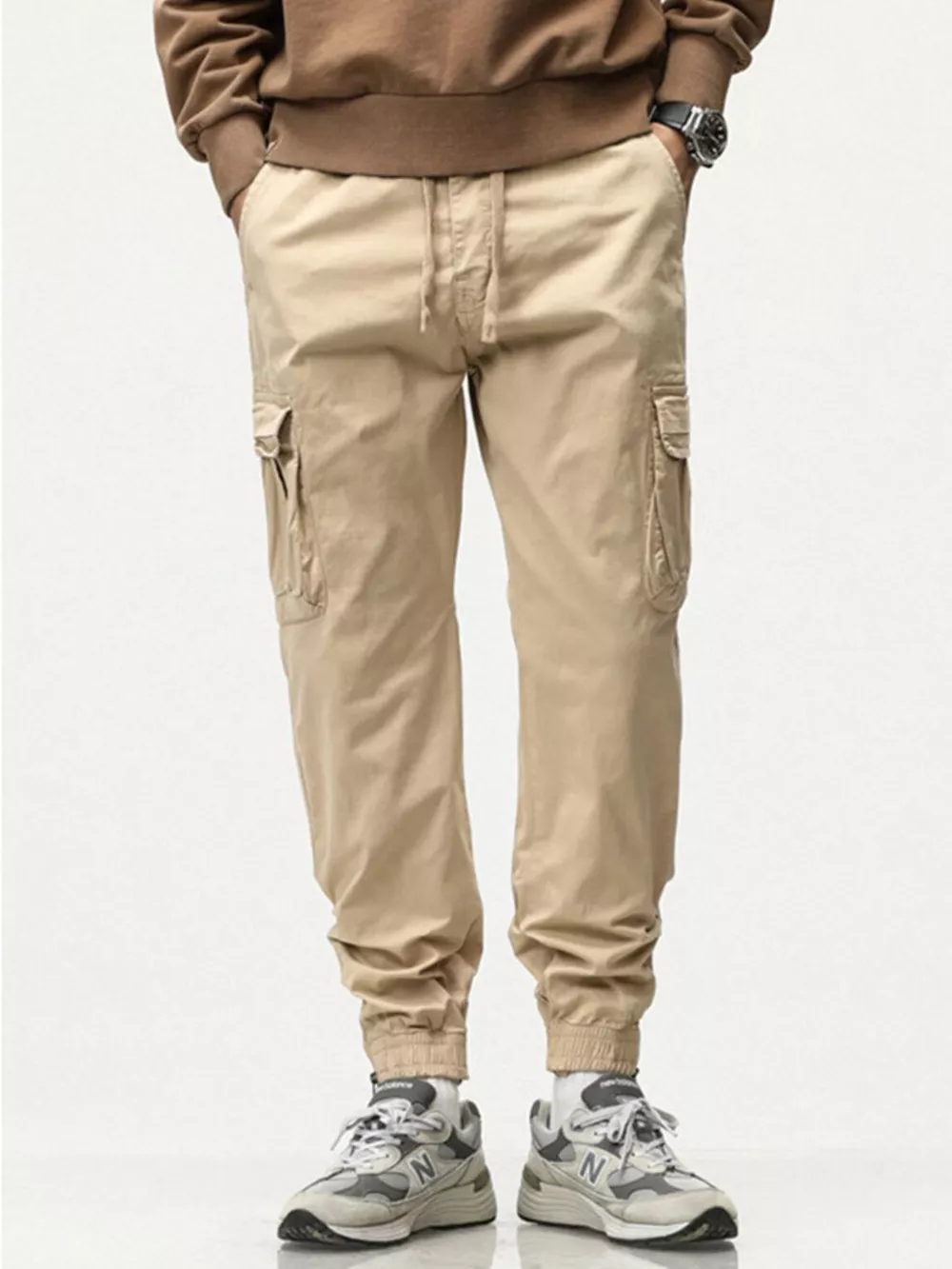 Men's Full Size Casual Cargo Pants with Drawstring Waist Plus Size, image 2
