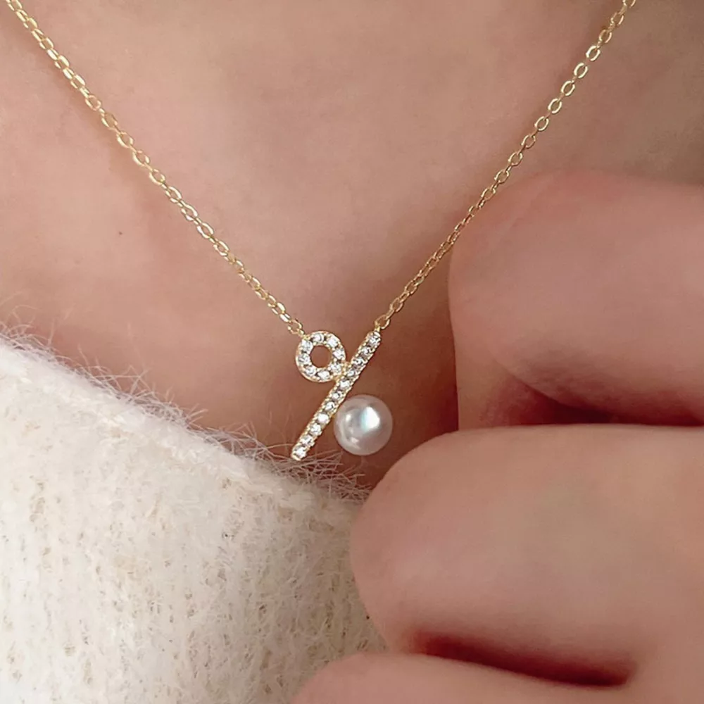 Pearl Percentage Pendant Necklace