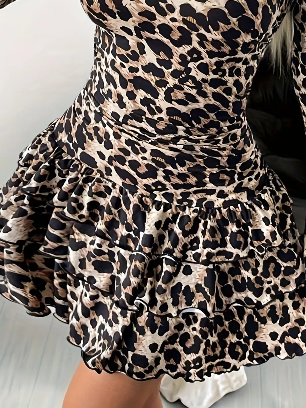 Long Sleeve Ruffled Hem Mini Dress, image 17