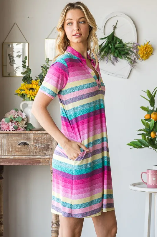 Full Size Striped Short Sleeve Mini Tee Dress Plus Size, image 9