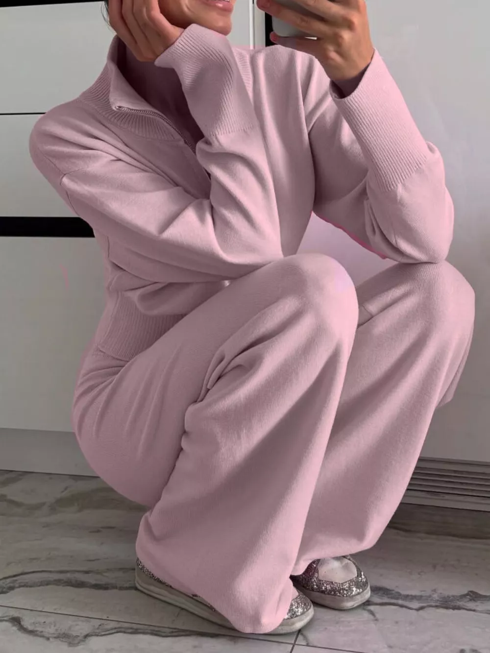 Zip Up Outerwear and Wide Leg Pants Set, image 13