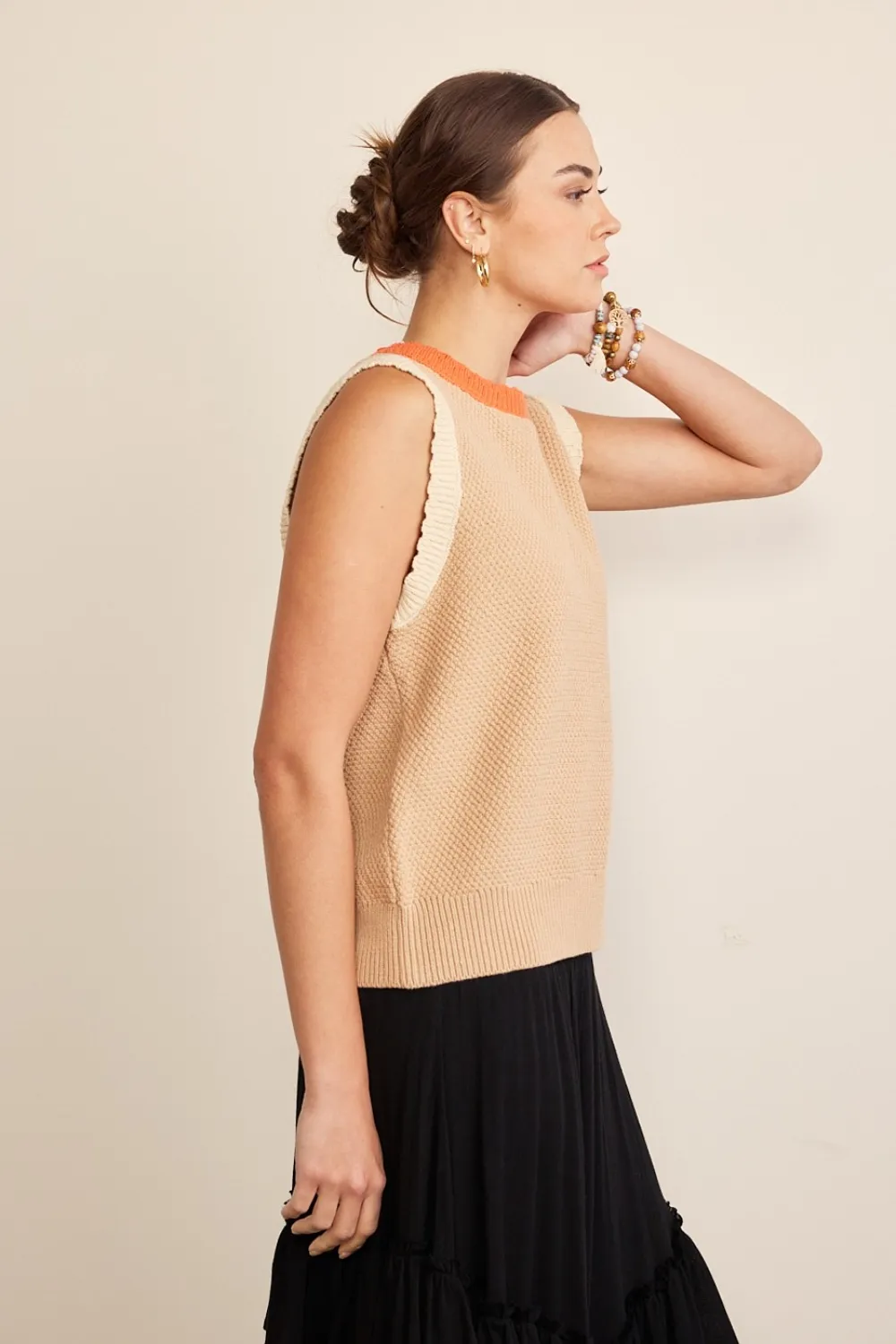 Contrast Round Neck Sweater Vest, image 3