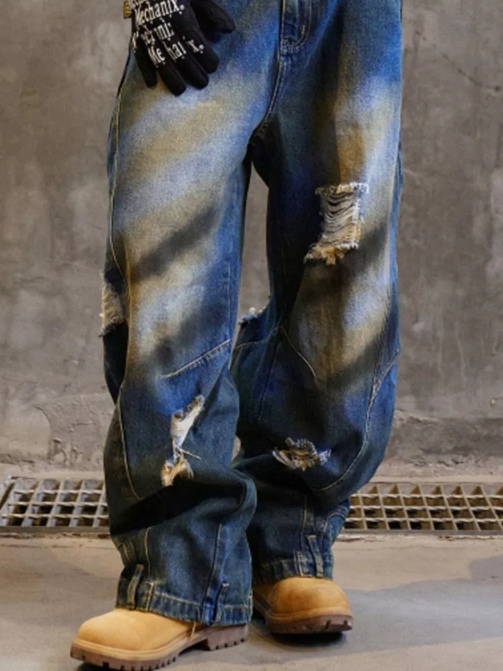 Men's Full Size Distressed Wide Leg Jeans Plus Size, image 2