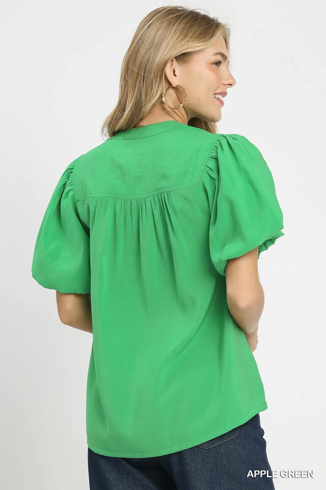 Button-Down Puff Sleeve Shirt, image 3