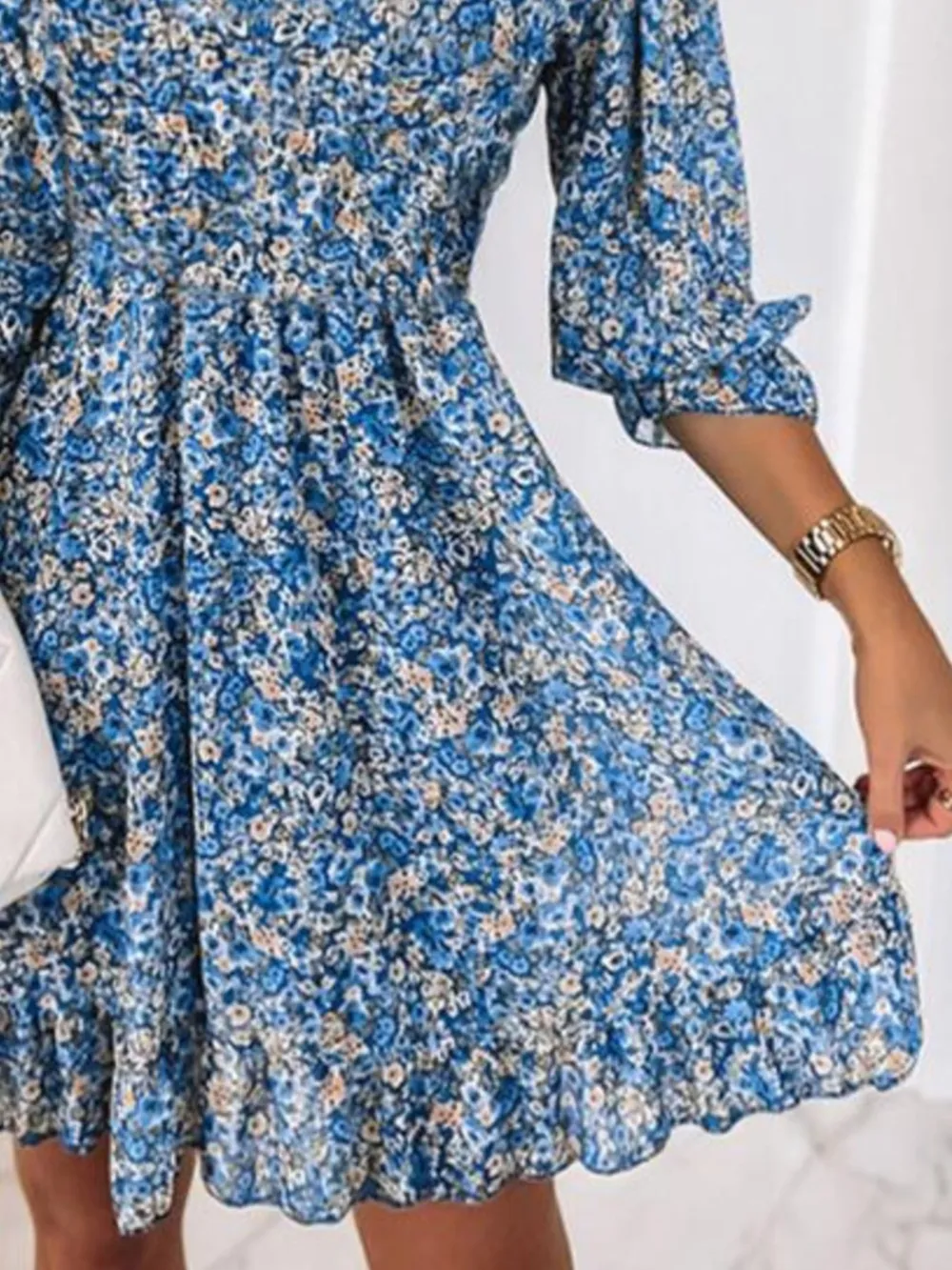 Full Size Ruffled Hem Floral Dress Plus Size, image 3