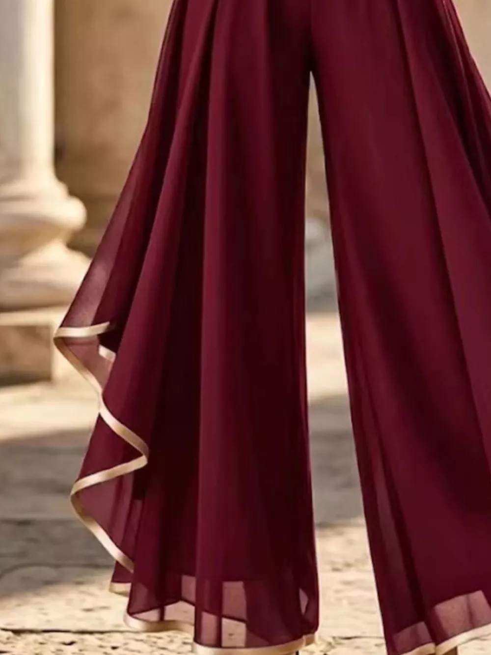 Full Size High-Waisted Chiffon Wide-Leg Pants Plus Size, image 3