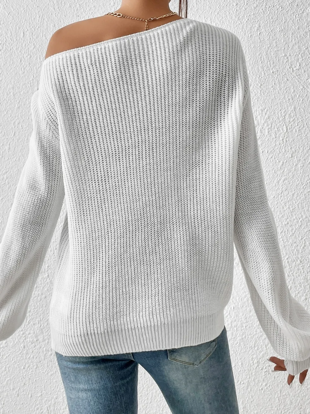 Single Shoulder Long Sleeve Sweater, image 5