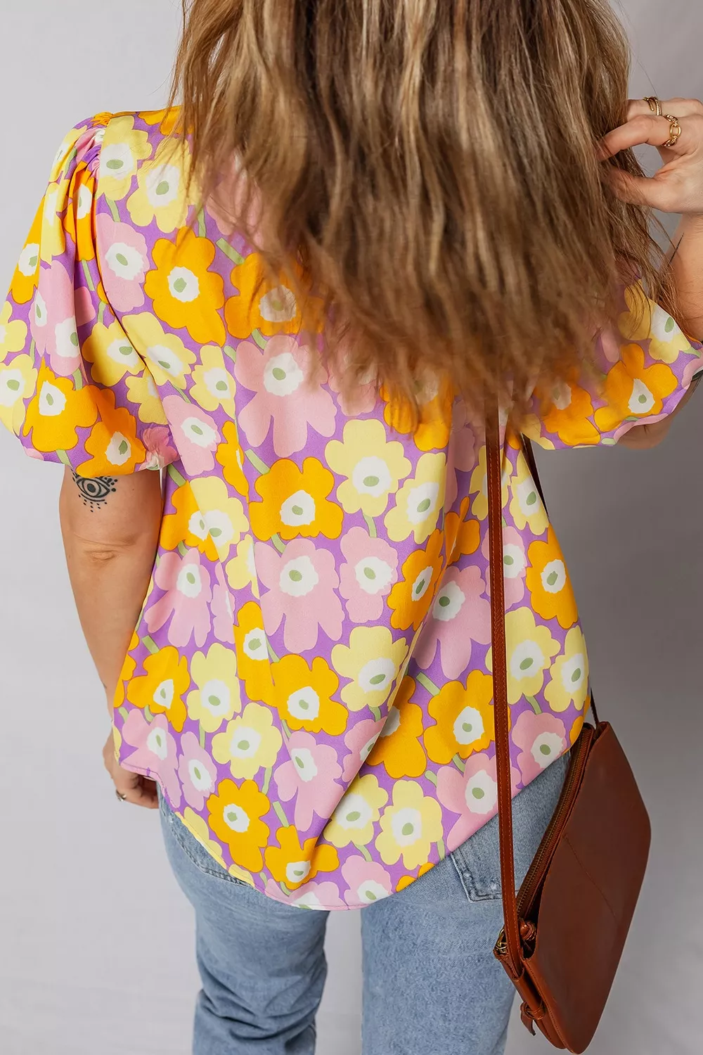Floral Print Puff Sleeve Blouse, image 2