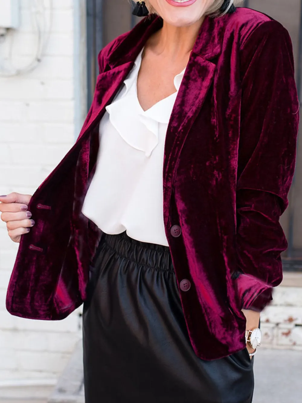 Button Up Lapel Collar Blazer, image 8
