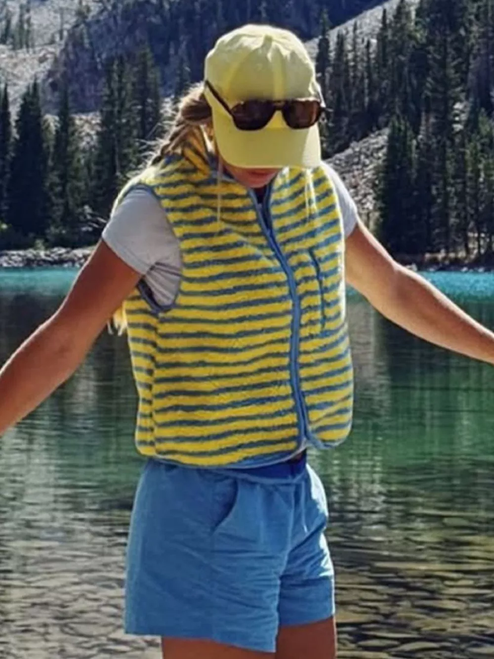 Striped Fleece Zip-Up Vest Coat, image 3