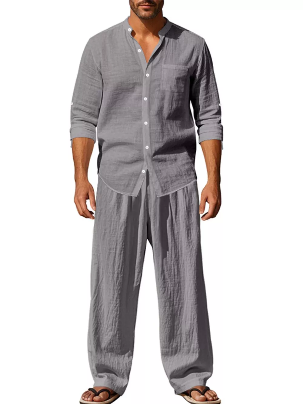 Men's Full Size Casual Button Up Shirt and Pants Plus Size, image 11