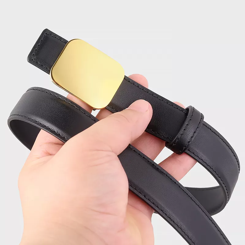 Leather Belt with Gold Buckle, image 2