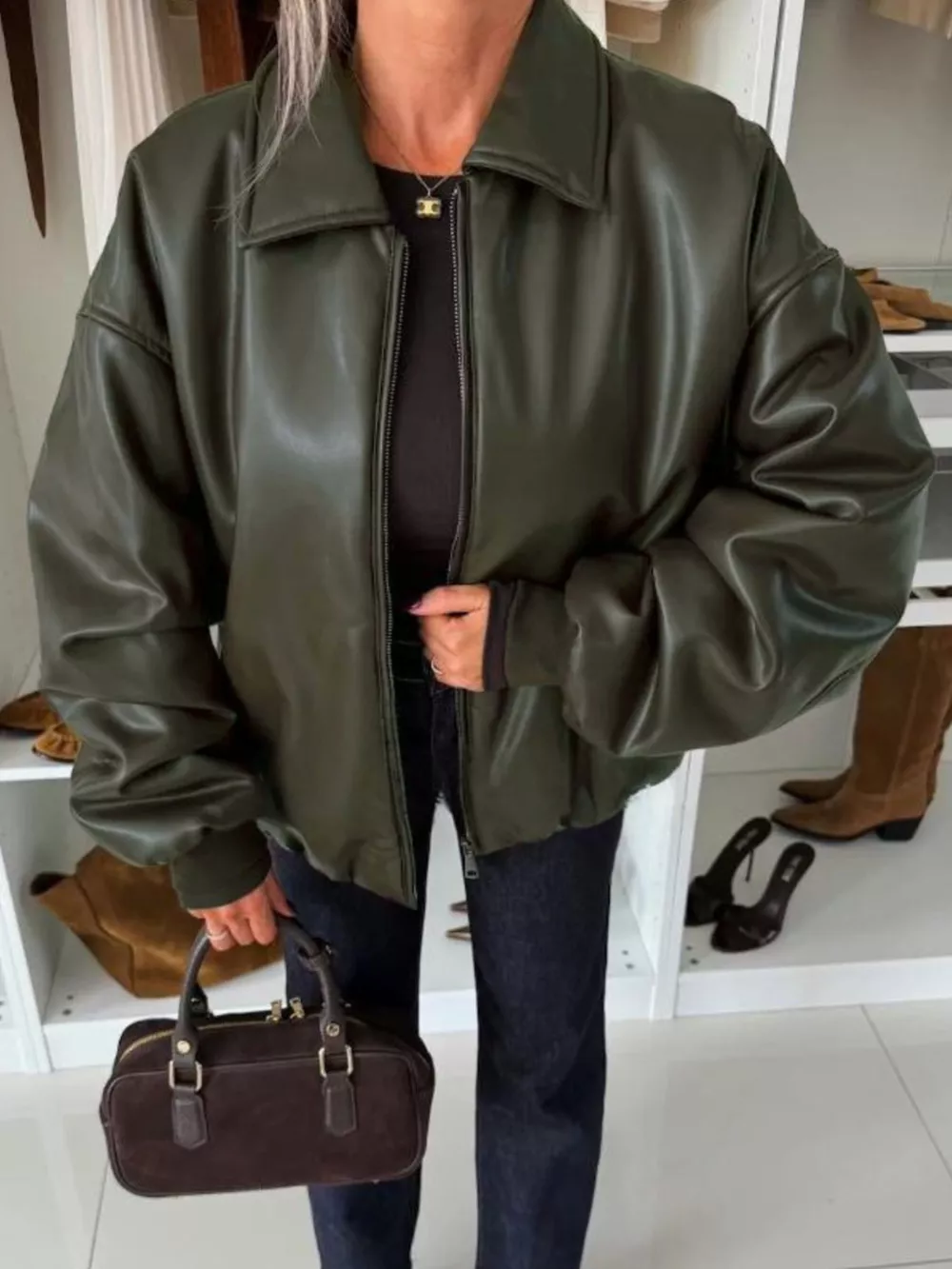 Zip Up Dropped Shoulder Jacket, image 5