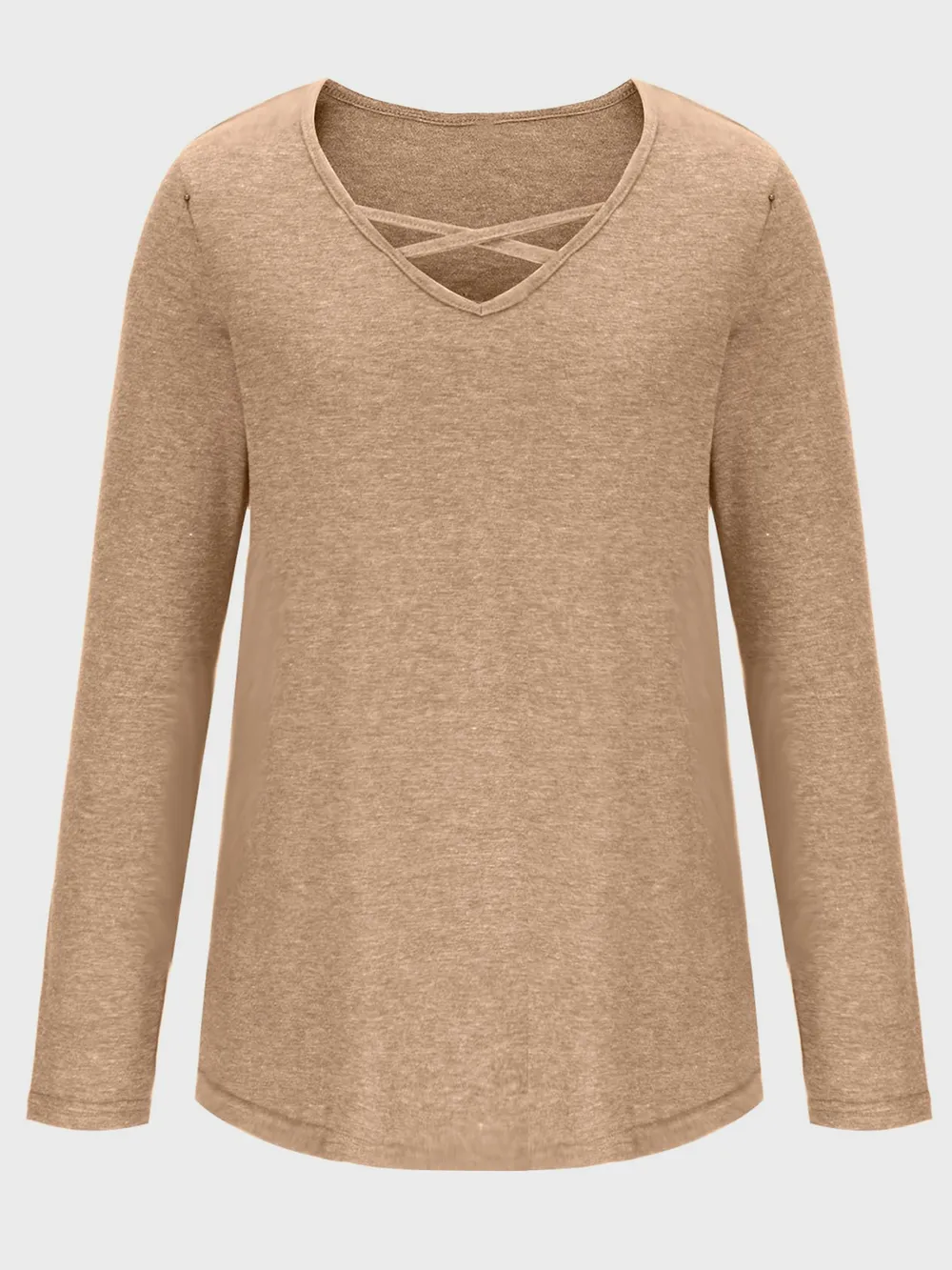 Crisscross V-Neck Long Sleeve T-Shirt, image 10
