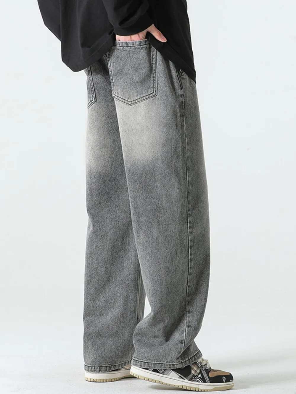 Men's Full Size Drawstring Wide Leg Jeans Plus Size
