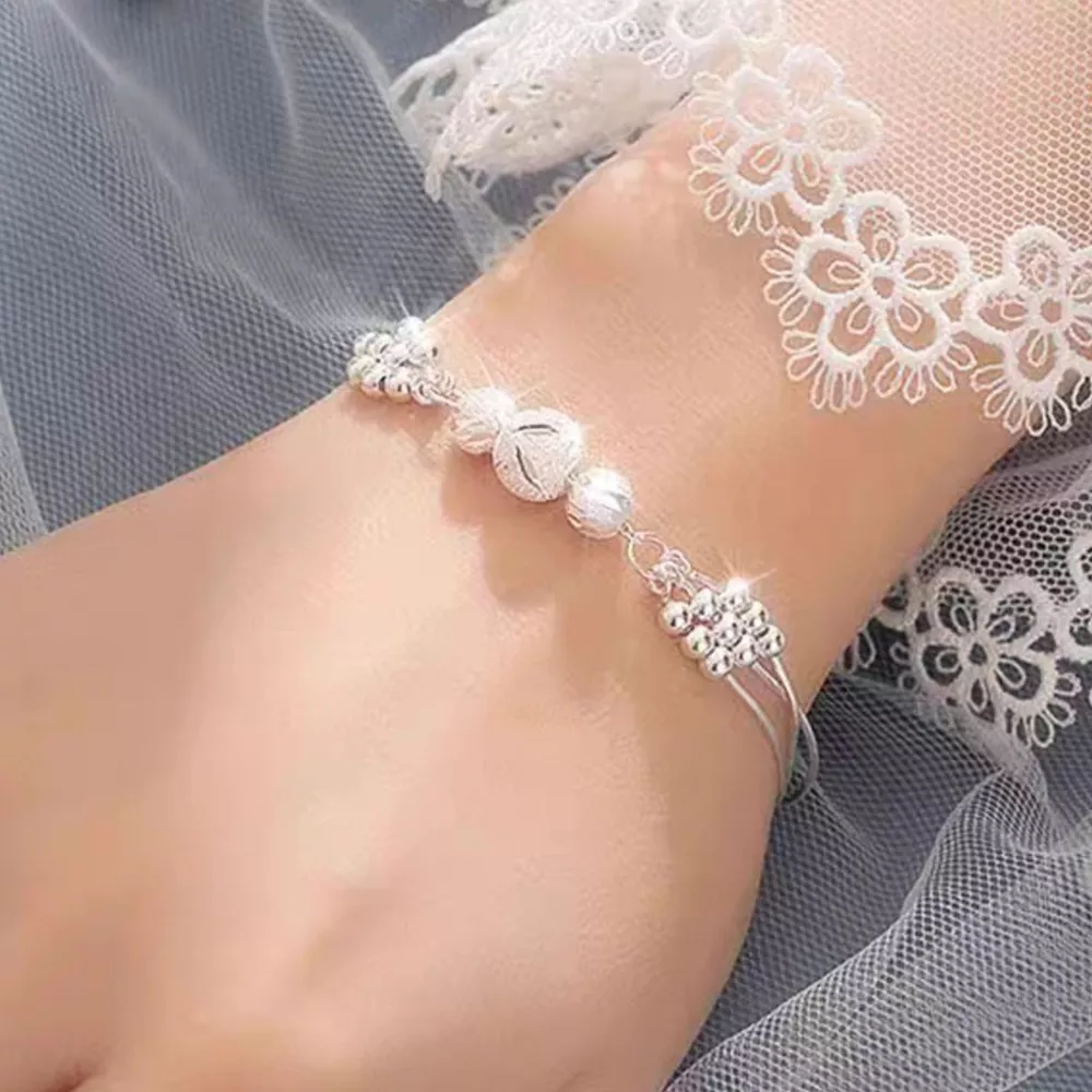 925 Sterling Silver Bead Chain Bracelet, image 6