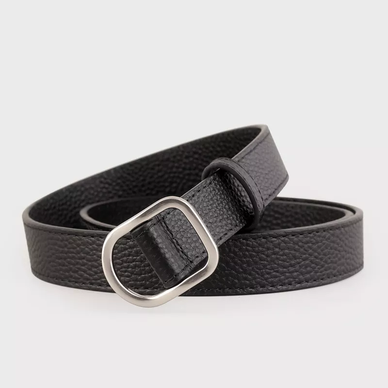 Leather Belt with Silver Buckle, image 2