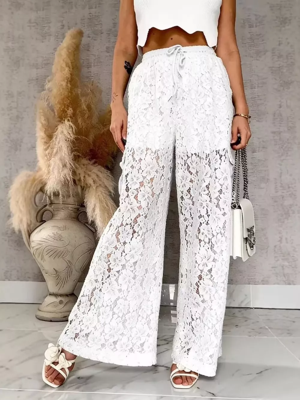 Lace Wide-Leg Pants, image 2