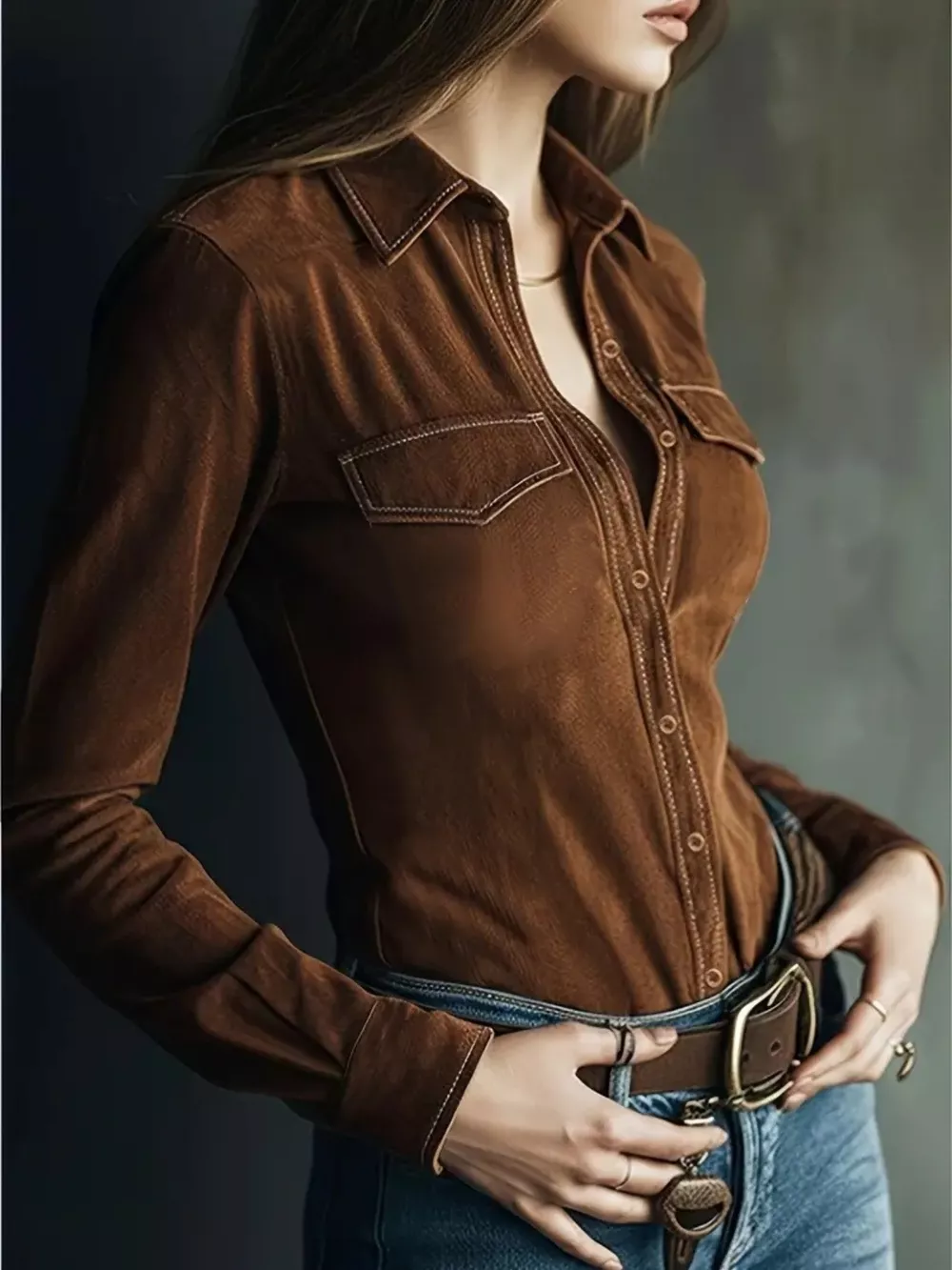Vintage Button-Down Long Sleeve Shirt, image 3